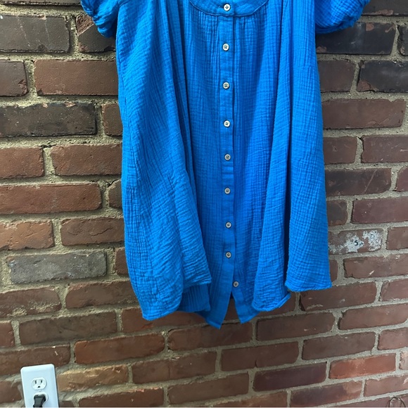 DAY + MOON crinkle gauze button short sleeves mini dress -33” long -40 chest - Picture 4 of 4